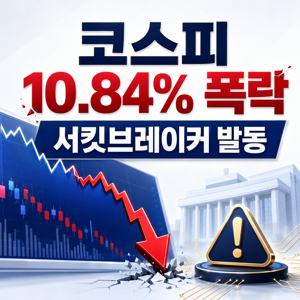 2026년 7월 28일 코스피가 10.84% 폭락했습니다. 장 마감 결과와 반도체주 급락 원인, 서킷브레이커 발동 과정을 정리합니다.